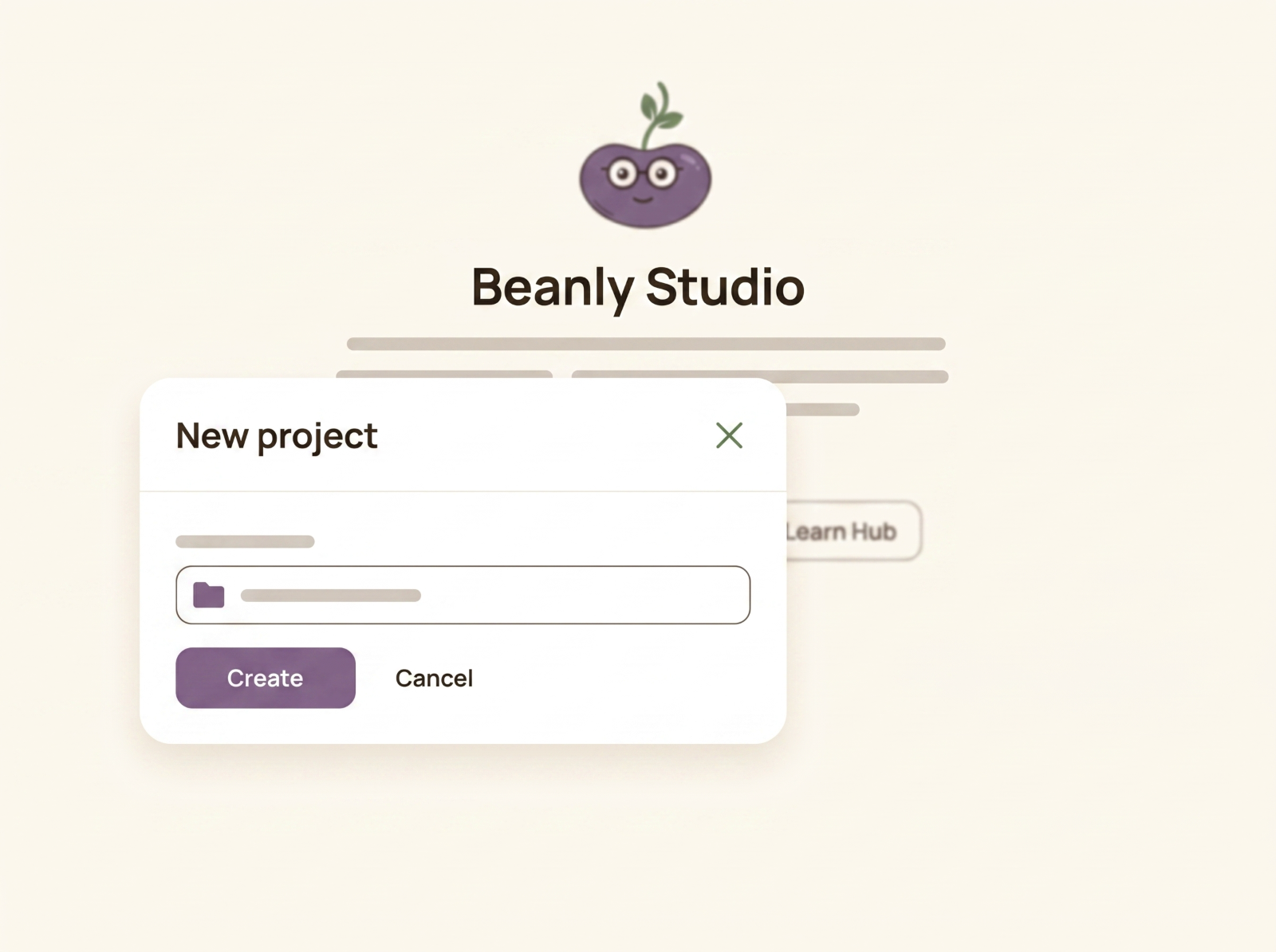 Creating a new learning project in Beanly Studio